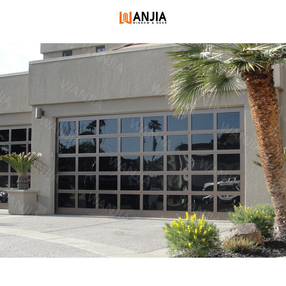 Automatic Black Aluminum Frosted Glass Sectional Residential Garage Door