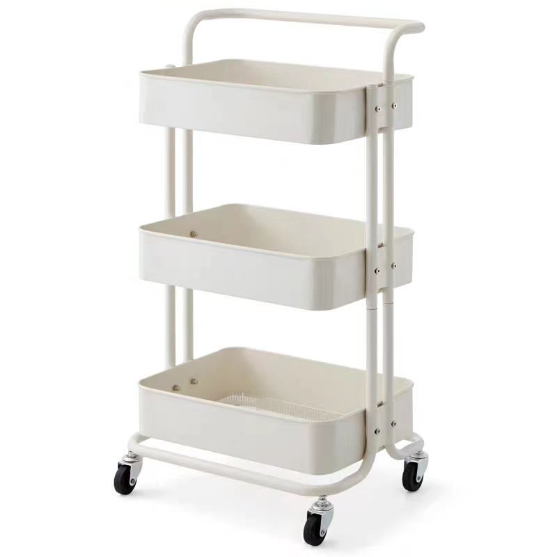 Wholesale Home Furniture Kitchen White Carbon Steel Storage-Racks Vegetables Basket with Armrests