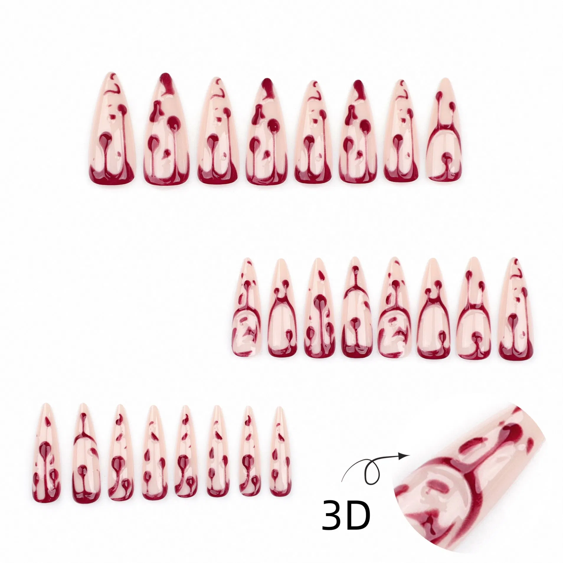 High Quality Halloween 3D Nail Art Designs Wholesale Long Fake Nails