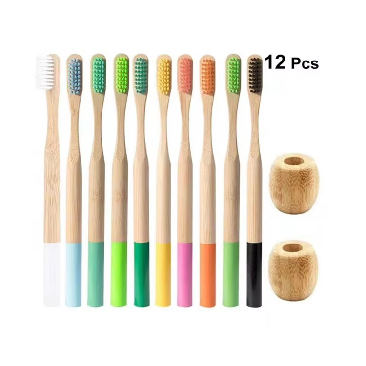Natural Charcoal Bamboo Toothbrush, Custom Engraving Logo with Eco-Friendly Travel Tube