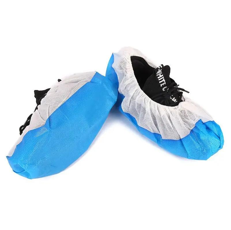 Waterproof Shoe Cover Hospital/Laboratory Use Blue and White PP+CPE Shoe Cover