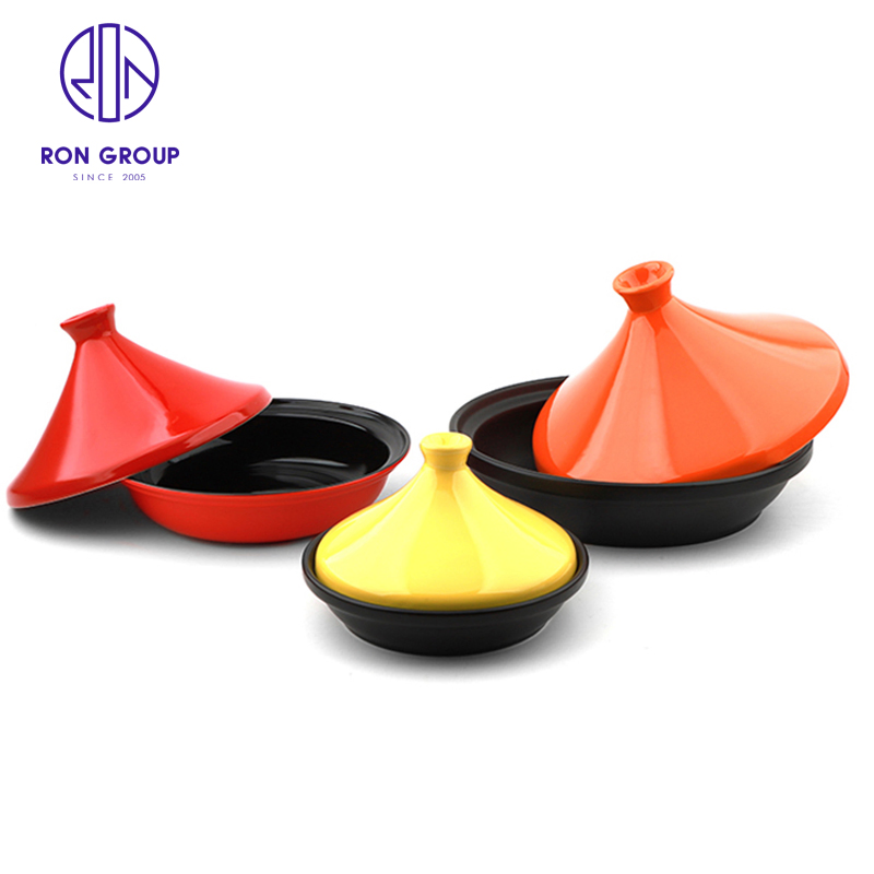 Simple Design Fashionable Yellow Orange Red Clay Ceramic Tagine Pot