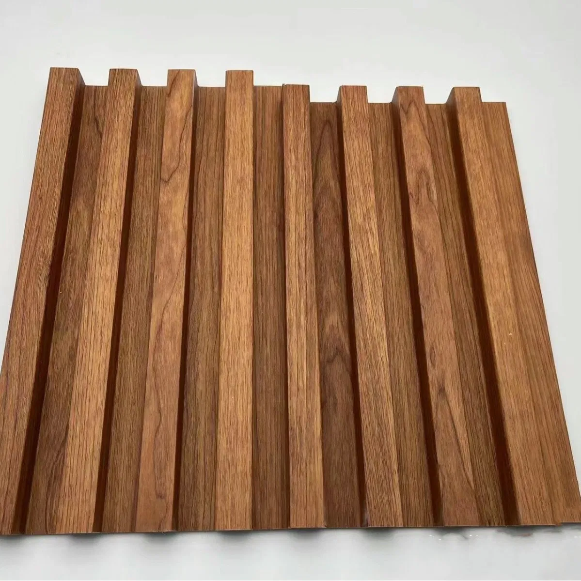 Wooden Grain WPC Grille Board Wall Panel Home Decoration Flame Retardant Plastic Building Material