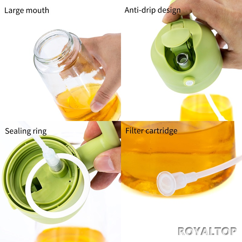 Custom 470ml Spray Colour Glass Jar 2 in 1 Kitchen Oil Sprayer and Dispenser for Olive Oil Vinegar Water