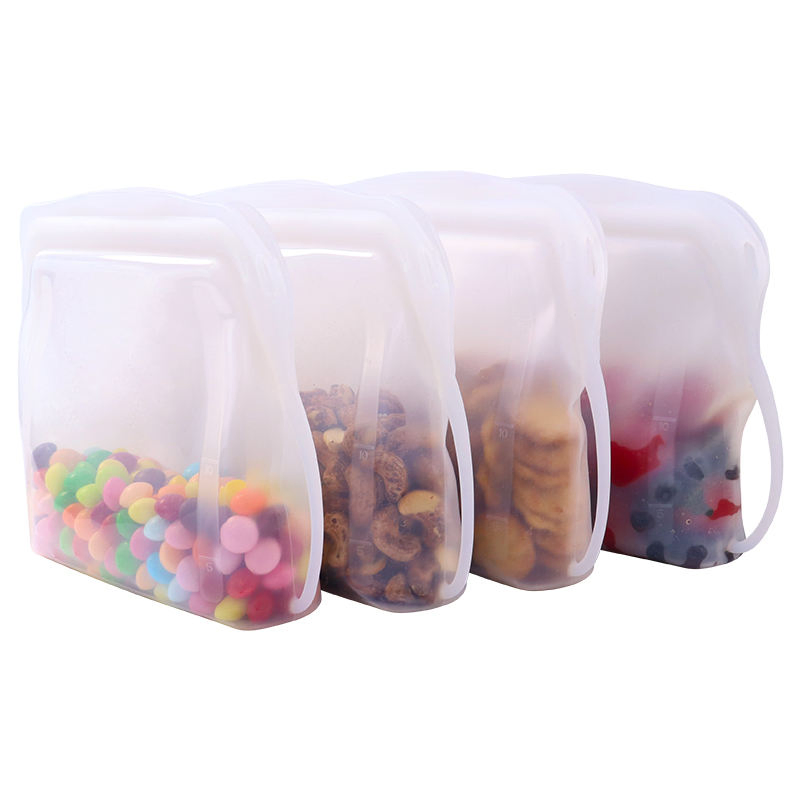 Multi-Purpose Easy-Use 1000ml Reusable Silicone Food Storage Freezer Bag with Zipper Closure