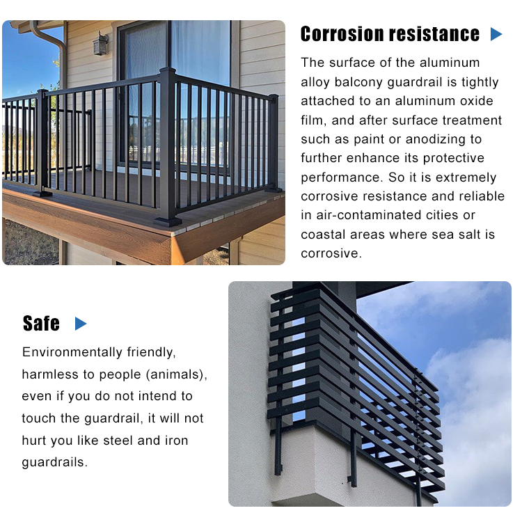 Simple Design Handrail Balcony Balustrades Aluminum Handrail Fence Guardrail