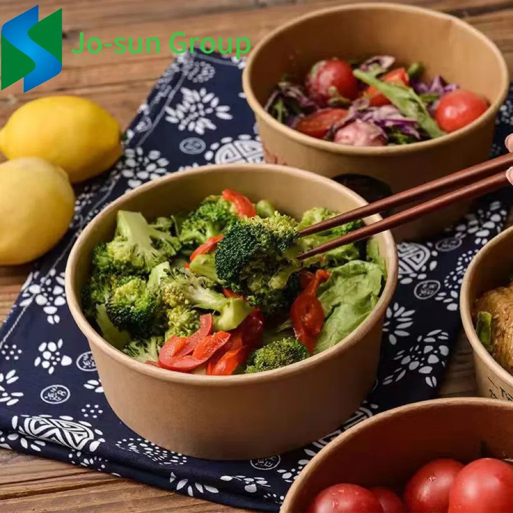 Jo-Sun in Stock Eco-Friendly Disposable Kraft Paper Fruit Salad Food Bowl 1300 Ml