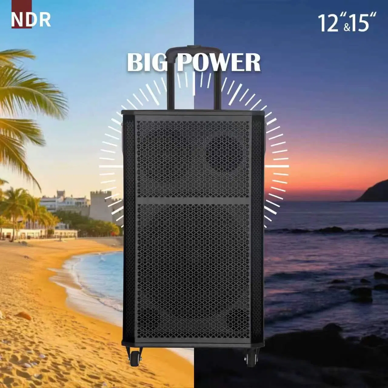 Wireless Portable Trolley Wooden Blue Tooth Ndr-415 Speaker