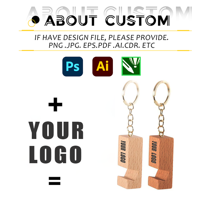 Деревянный брелок-держатель для телефона с логотипом