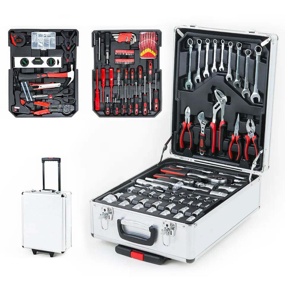 OEM 186PCS Household Tool Set Auto Repair Tool Kit Toolbox and Wheels