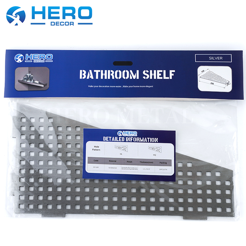 Shower Rack Countersunk Corner No-Drill Hero Metal New Design Customized Bathroom SS304 Matt Black Wall Shelf