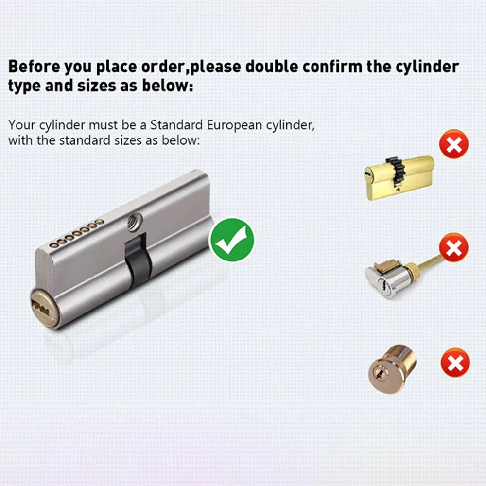 Euro Door Lock Easy Installation Digital Keypad Tuya APP Smart Cylinder for Card Key Unlocking