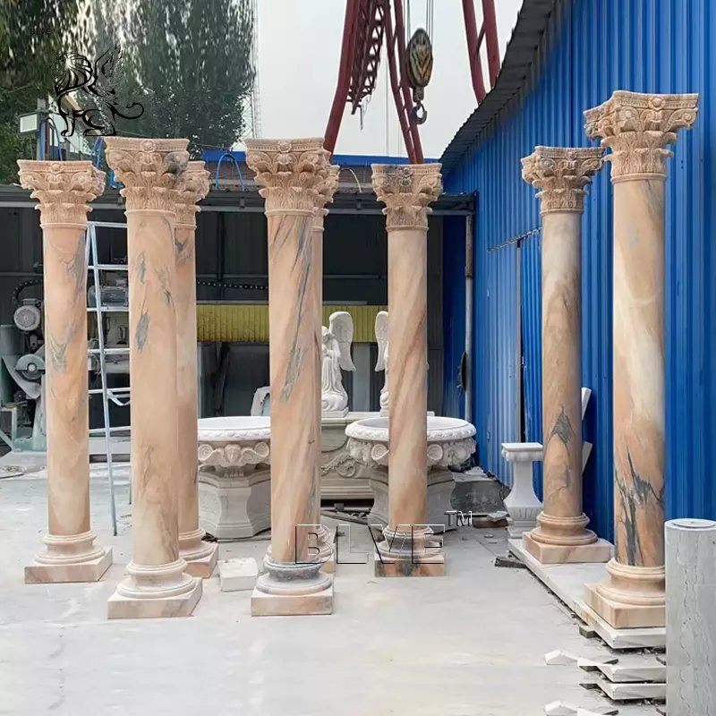 Factory Handcarved Luxury Roman Greek Circular Columns Marble Corinthian Building Pillar Design