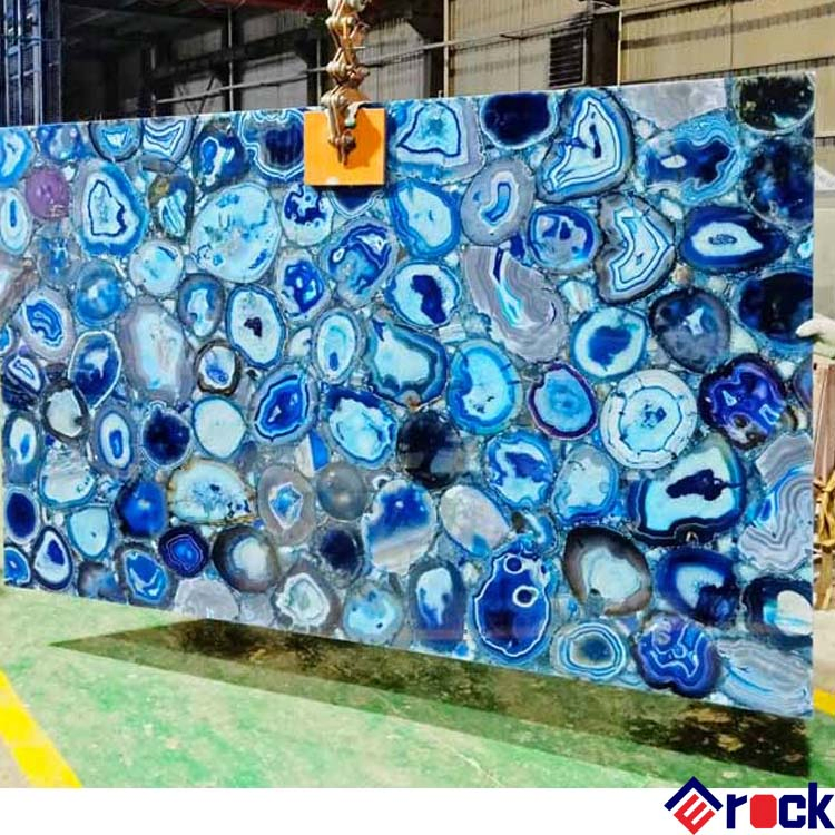 Luxury Tiles and Stone Semi Precious Stone Green/Blue/Brown/Yellow/Black/Pink Agate Stone Slabs for Countertops