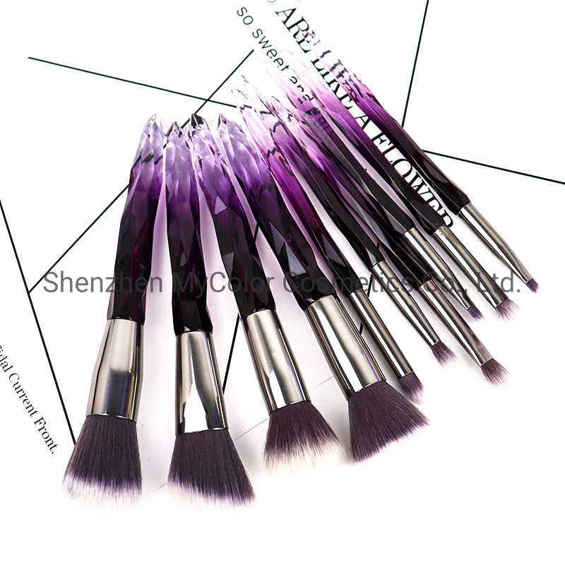 China Brushes Factory Professional OEM Cruelty-Free Crystal Makeup Brush Set Foundation Powder Eyeshadow Brush Kit