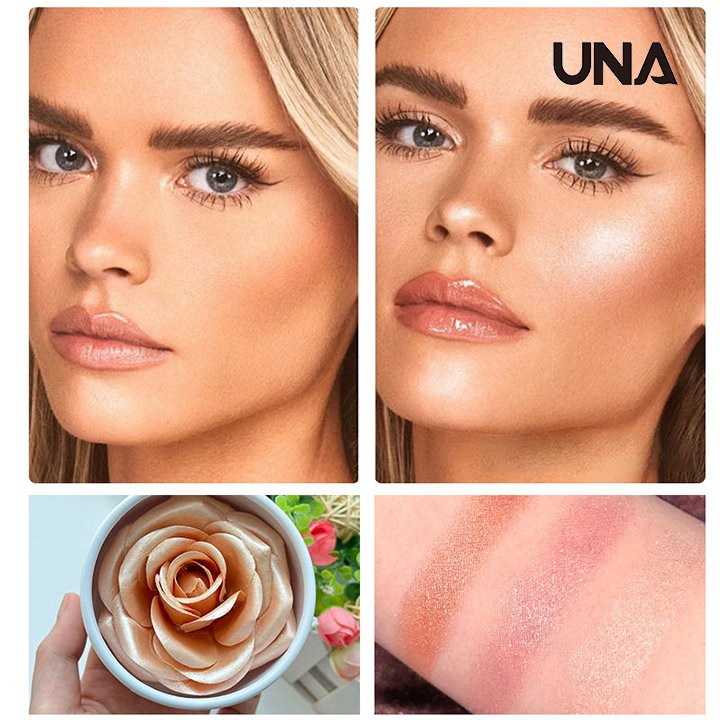 3D Rose Blush Highlighter Makeup Cheek Contour Shimmer Flower Petals 3D Rose Blush Facial Makeup