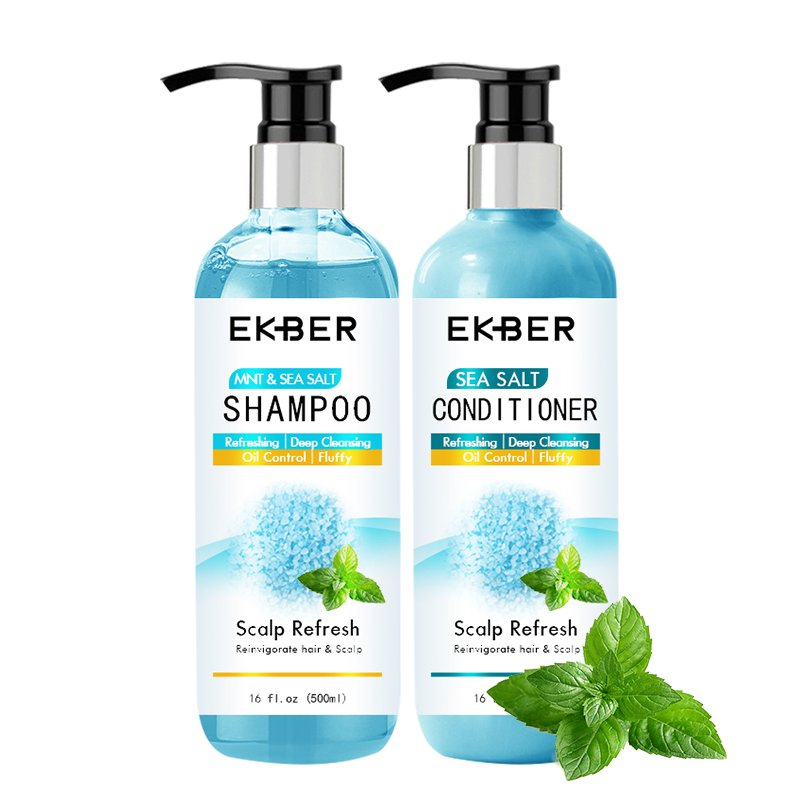 Private Label Scalp Sea Salt Mint Anti-Dandruff Hair Treatment Shampoo Natural Coconut Oil Shampoo and Conditioner for Sensitive & Oil Scalp