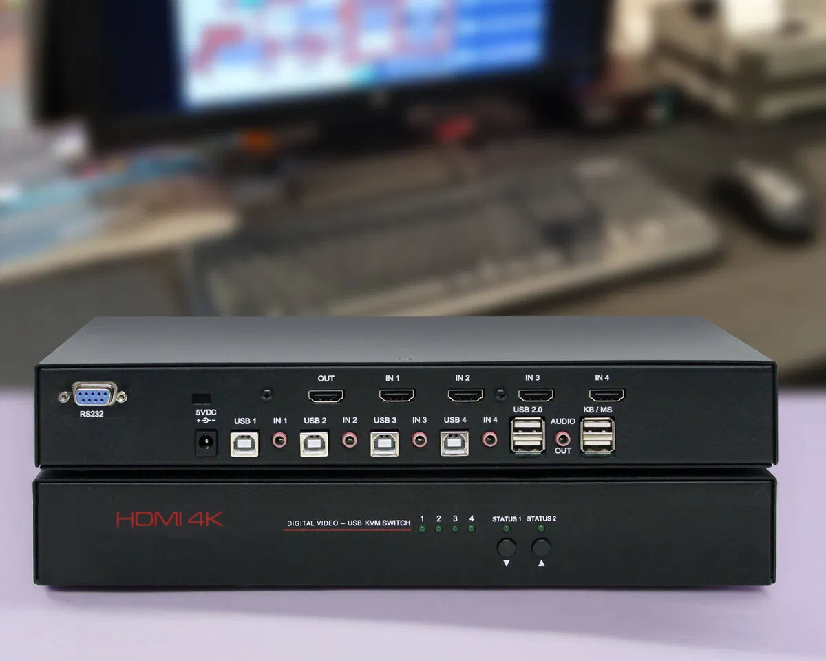 Коммутатор HDMI 4K 1x4 KVM с USB и Audio