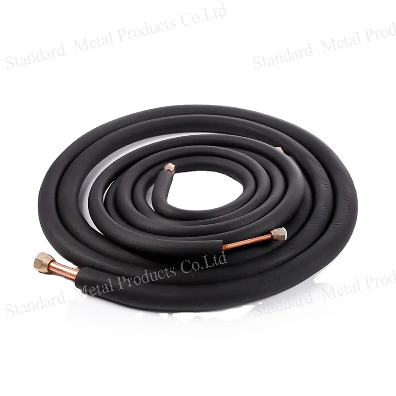 PE Copper Connecting Tube AC Insulated Copper Tube HVAC 3/8 Double Insulated Copper Tube