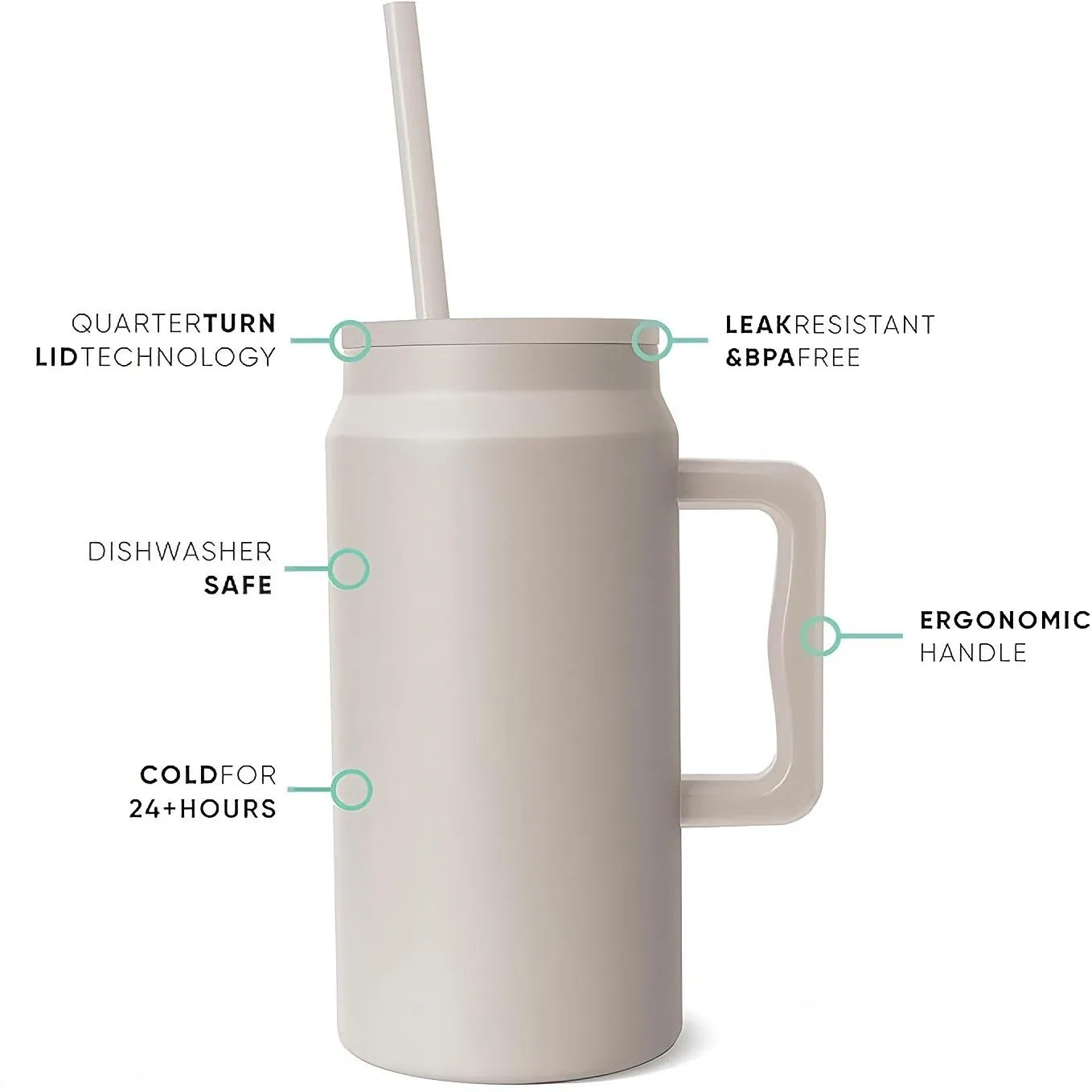 New Product Large Capacity Travel Use Double Stainless Steel Water Bottle Wall Vacuum Flask 50 Oz Insulated Handle Tumblers Sport Thermo with Lids and Straw