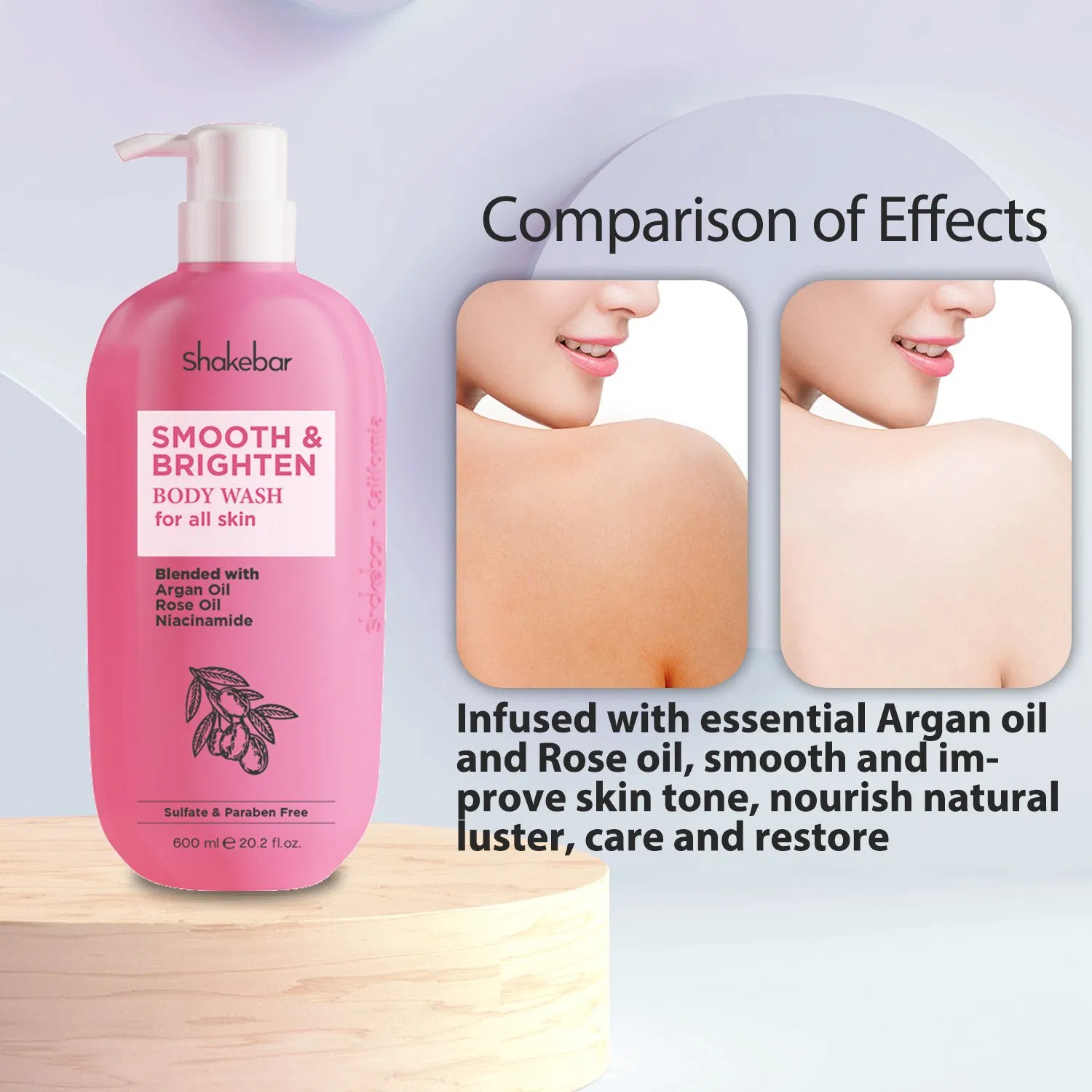 Shakebar 500ml Moisture Smooth & Brighten Body Wash Natural High Quality Body Care