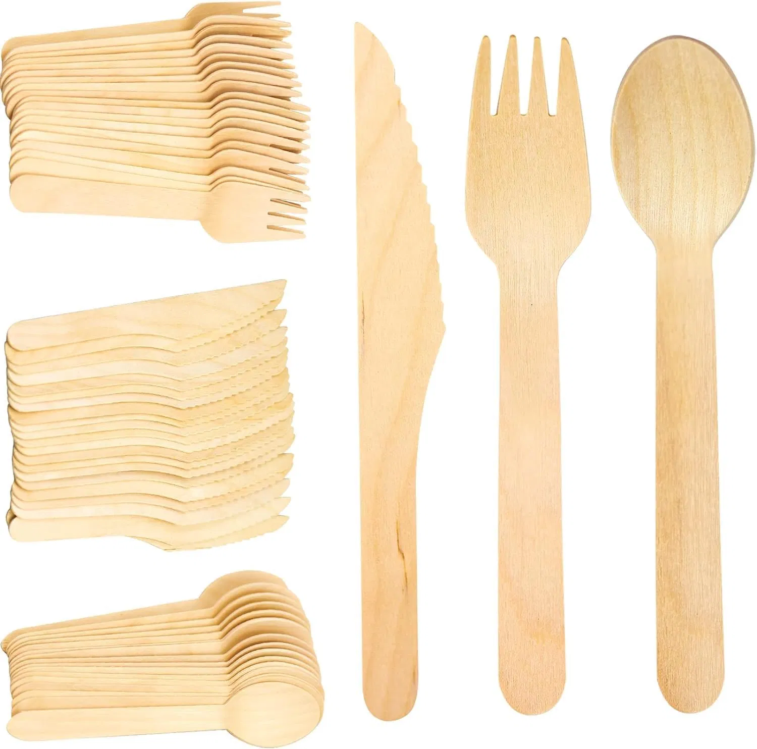 Wholesale Restaurant Bamboo Wooden Cutlery Set Disposable Bamboo Wood Spoon/Fork/Knife/Chopsticks Kit