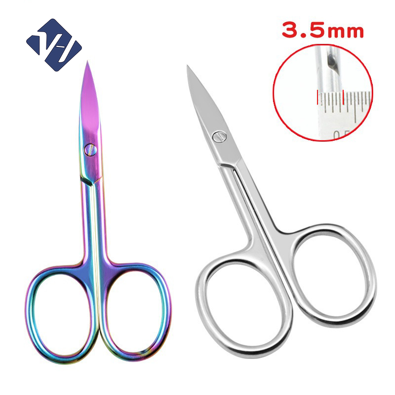 3.5 Thick Stainless Steel Beauty Scissors Eyebrow Trimming Scissors Double Eyelid Pasting Scissors Makeup Artist Beauty Large Curved Scissors Beauty Scissors