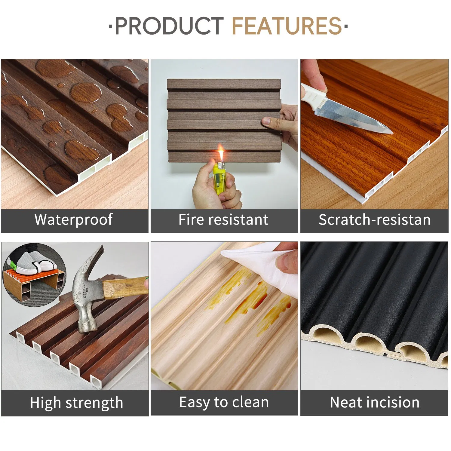 Auuan Popular Indoor Decoration Fluted Panel WPC Home Ornament for Interior