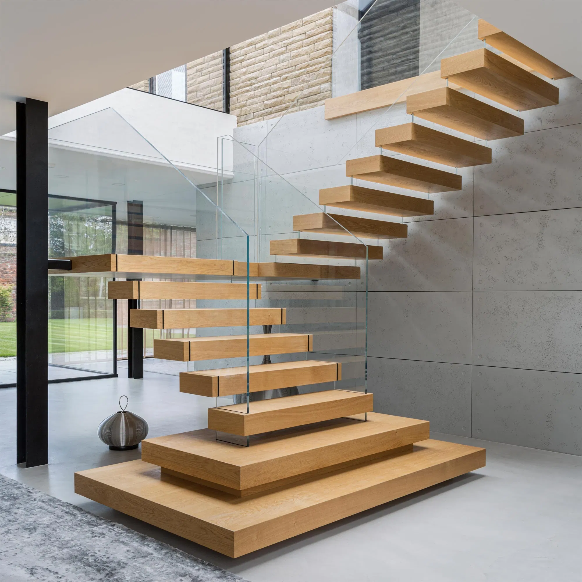 Modern Floating Staircase Minimalist Home Stairs with Wooden Step