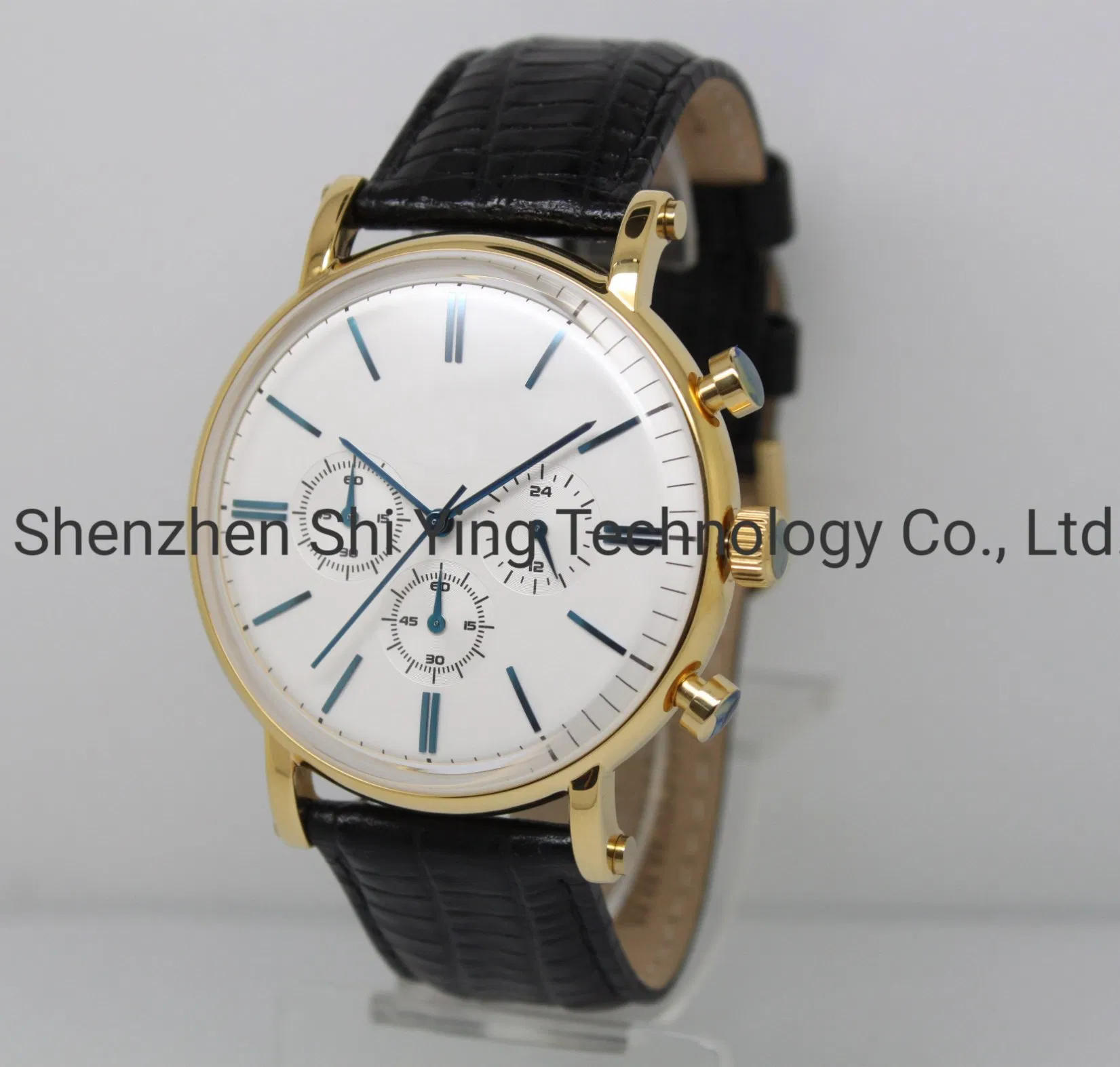 OEM Luxury Gift Stainless Steel Leather Strap Mens Chronograph Wristwatches