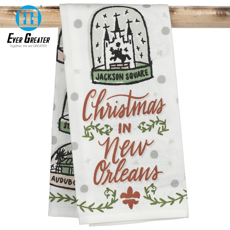 Custom High-Quality Cotton Kitchen Towels Set Reusable Printed Christmas Kitchen Towels for Holiday Cooking and Decor