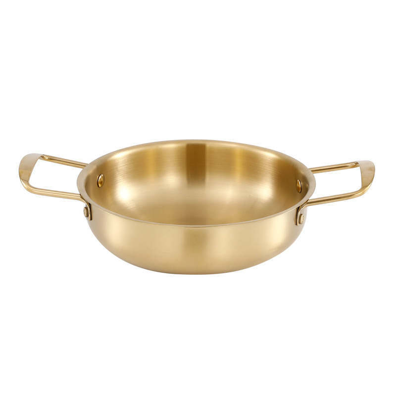 Stainless Steel Korean Gold Instant Noodle Pot Seafood Pot Griddle Multi Functional Shallow Pot