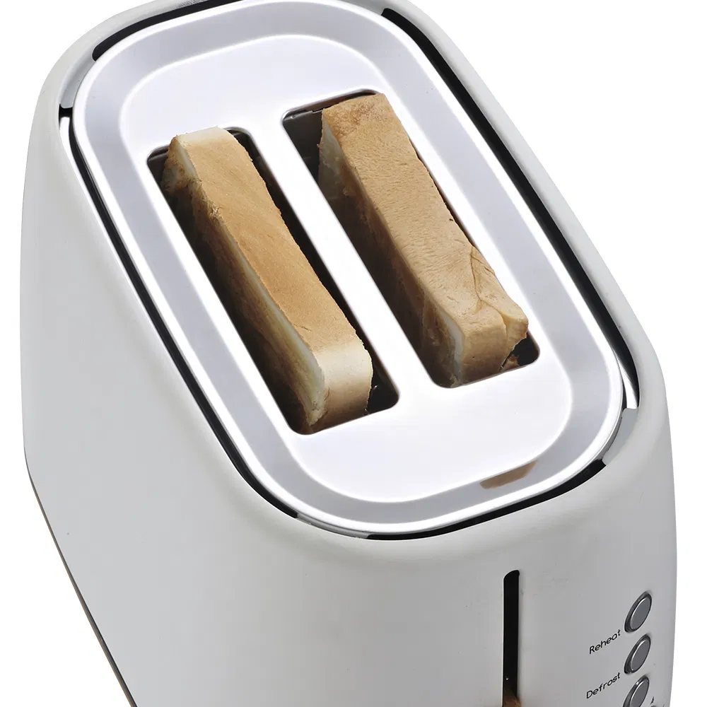 Stainless Steel 2 Slice Toaster Wooden Handle Smart Bread Maker with Chrome Trim