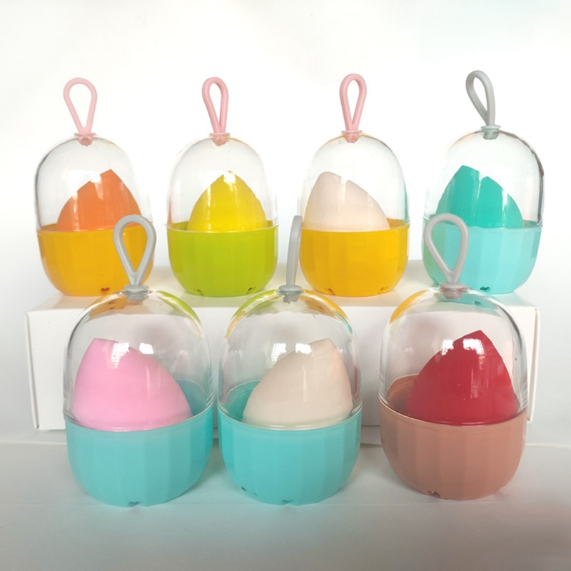 Wholesale Latex Free Beauty Sponge Custom Logo Cylinder Box Packaging Makeup Sponge