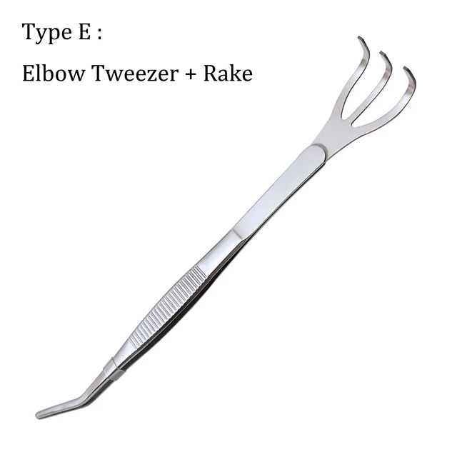 2-in-1 304 Stainless Steel Root Rake with Bonsai Tweezers for Succulents Gardening Supplies