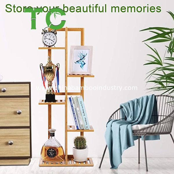Wholesale Bamboo Plant Stand Rack 5 Tier 6 Potted Indoor&amp; Outdoor Multiple Stand Holder Shelf Rack Planter Display