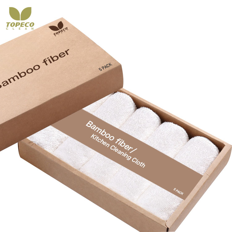 Topeco Antibacterial Kitchen Bamboo Fiber Dish Cloth Durable Cleaning Towel Customized Package