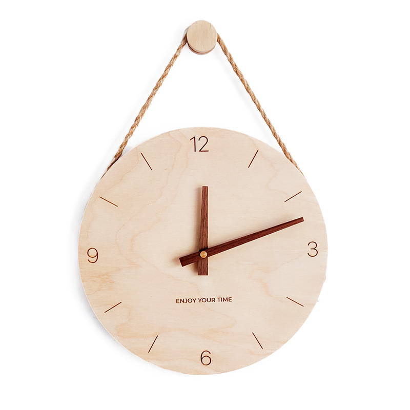 Wooden Hanging Rope Creative Living Room Wall Clock Hot Selling Clock