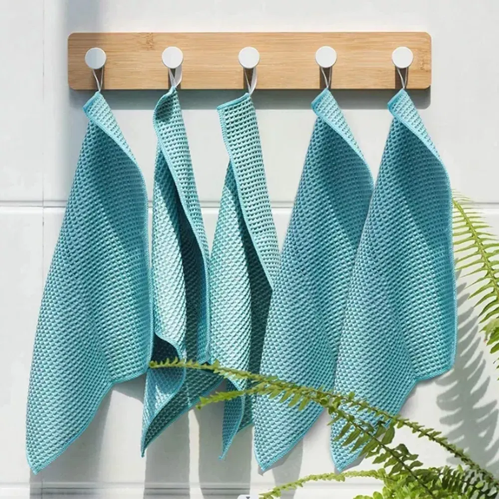 Wholesale Microfiber Kitchen Cleaning Dishcloth Tea Towel Waffle Towel Quick Drying Microfibre Towel