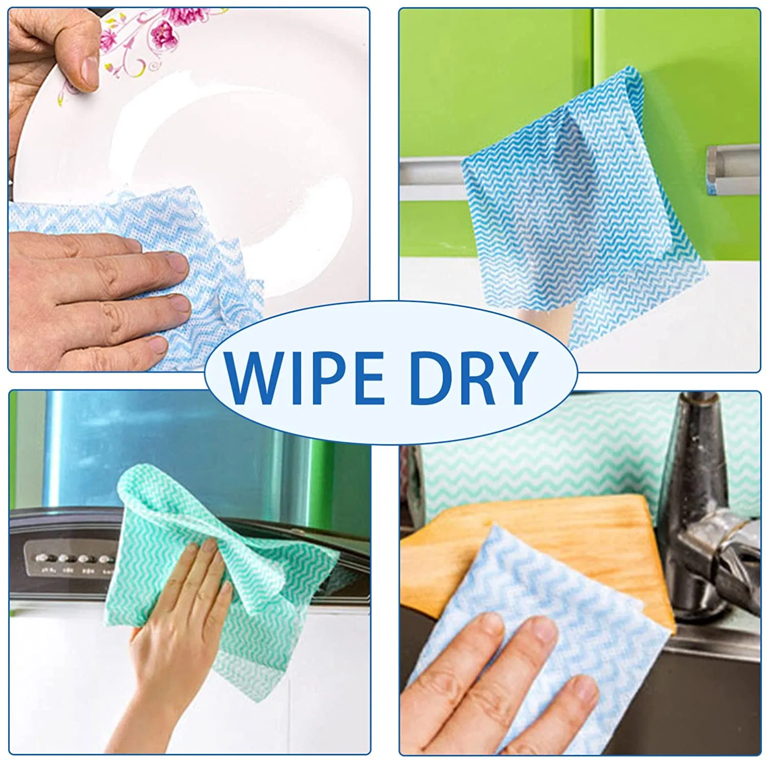 Non-Woven Disposable Kitchen Cloths Dish Towels Fast Decontamination
