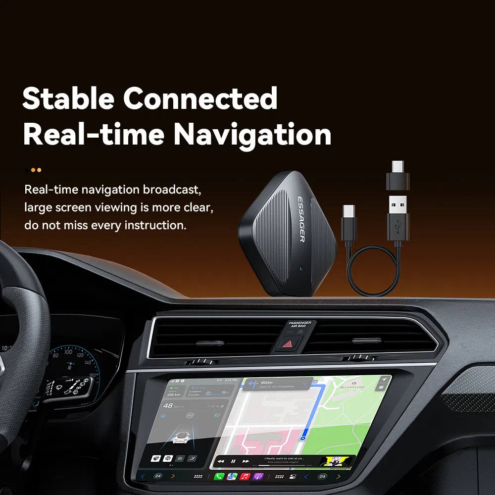 Essager Es-Cp01 Wireless Carplay Adapter, Dongle for iPhone Plug and Play WiFi 5g Module Voice Control