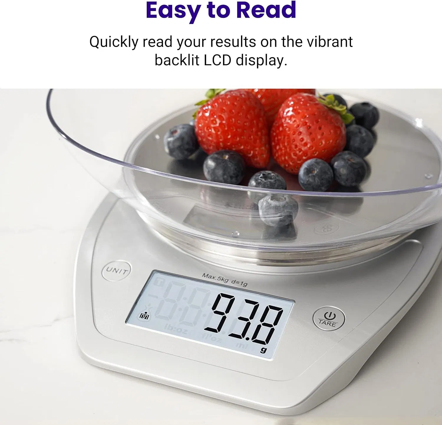 Hot Sale 0.1g Digital Detachable Bowl Precise Weight for Baking and Cooking Large LCD Display Stainless Steel Kitchen Scale