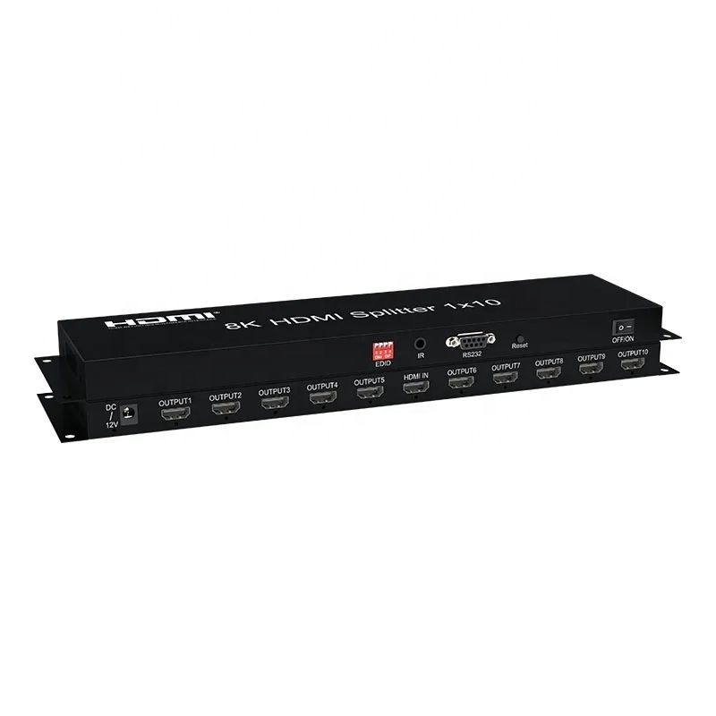 Custom 1 in 10 out HDMI Splitter 10 Port 10port 10way 8K 60Hz 4K 120Hz Video Splitter HDMI 1X10 1 Input 10 Output