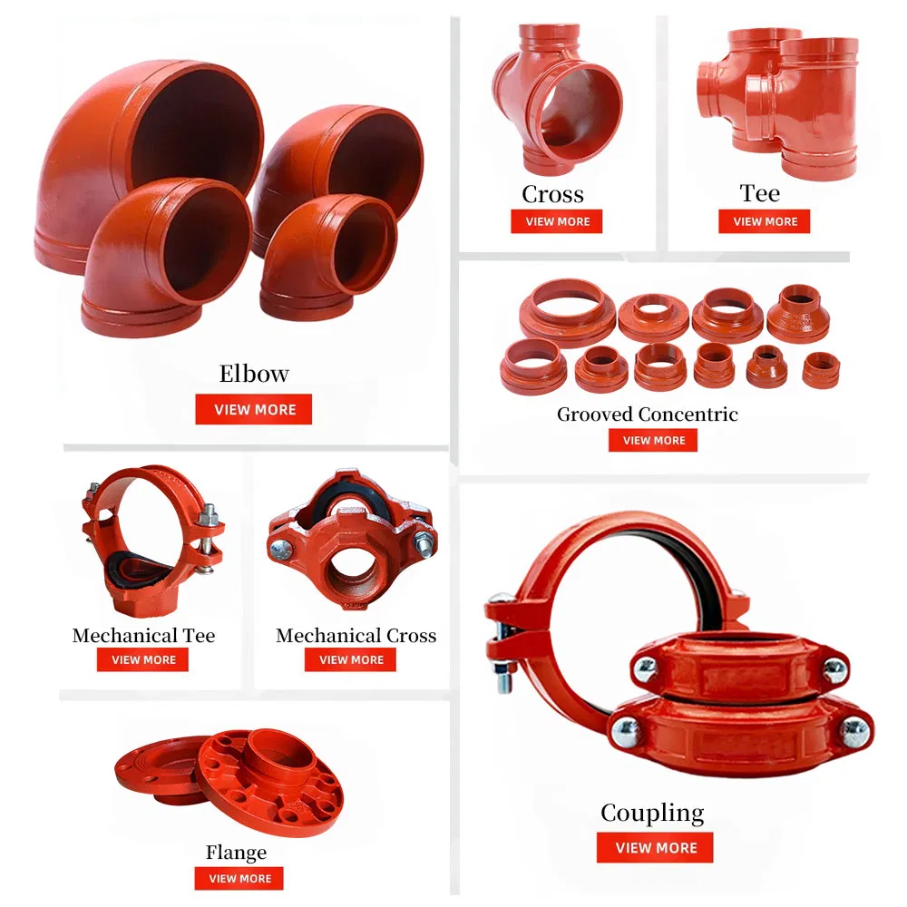 Jinfeng UL/FM Grooved Equal Tee 300psi Ductile Iron Cross Fitting
