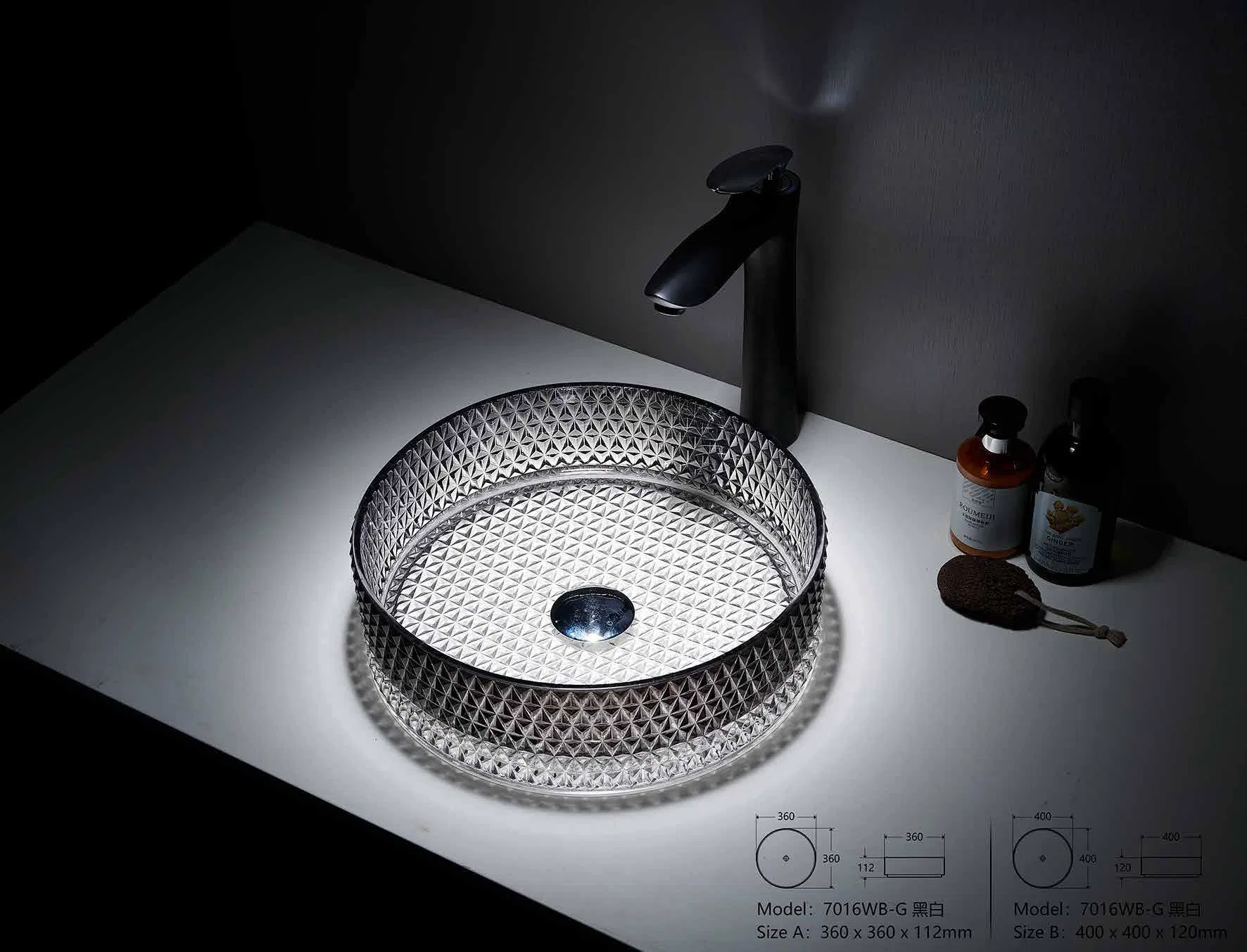 Marble China Wholesale Sanitary Ware Popular Crystal Vanity Color Glass Bowl Bathroom Wash Basin Sink