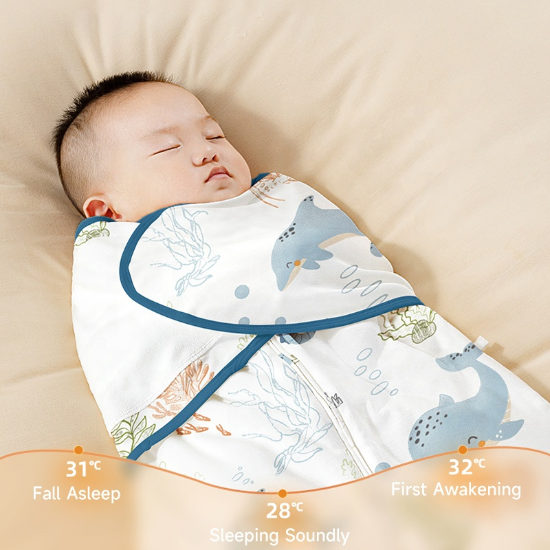 0-24 Months Baby Swaddle Blanket Cute Bamboo Cotton Infant Anti-Startle Sleeping Bag