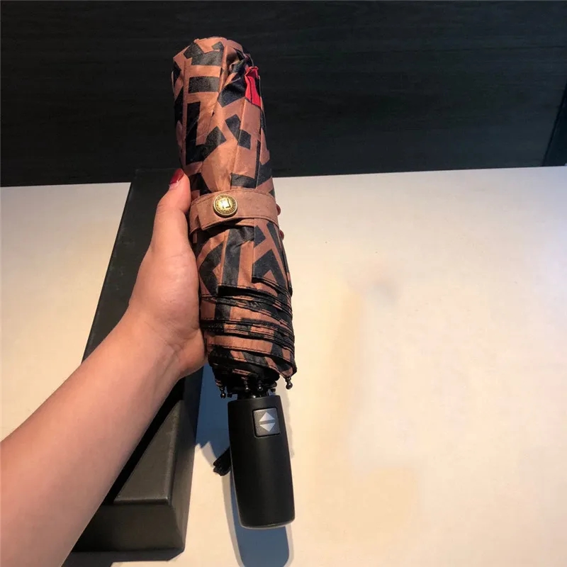 Designer Umbrellas Men Women Letter Printed Automatic Folding Luxury Sunshade Umbrella