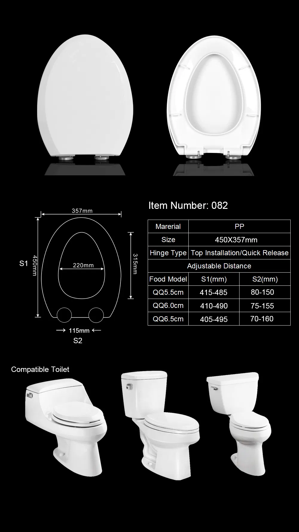 Polypropylene Slow-Down Close Toilet Seat Cover