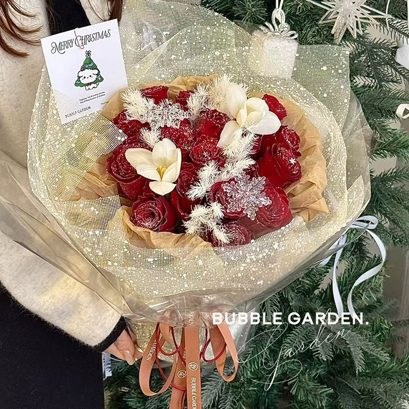 Wholesale Snowflake Mesh Floral Wrapping Paper Packaging Materials for Bouquets