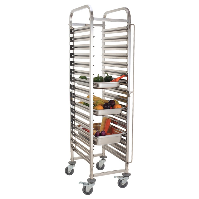 15 Tiers Food Pan Transport Moving Rack Trolley